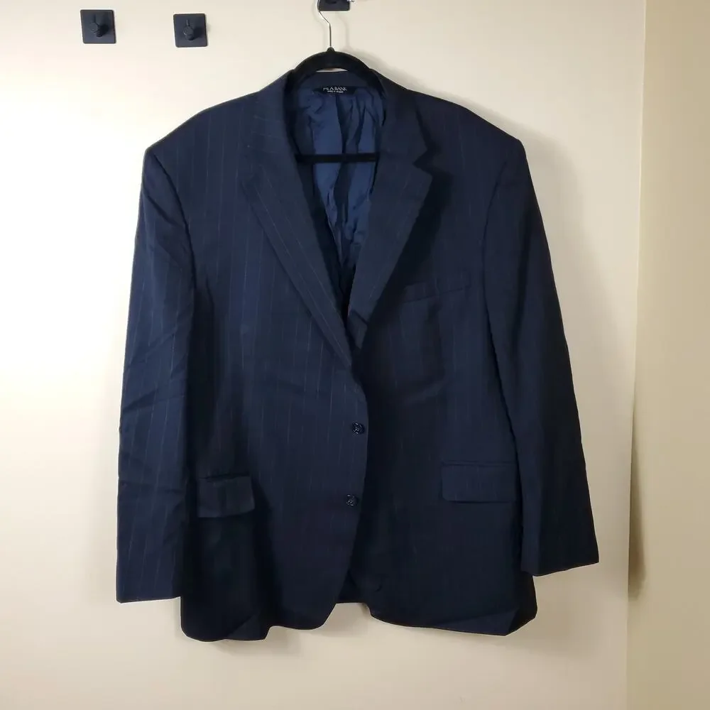 Jos A Bank Navy Pinstripe Wool Sport Coat Blazer Jacket in Navy Size 48R